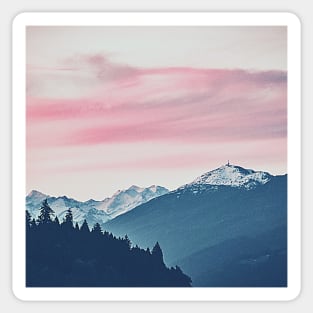 Mountain Themed Art, Love you to the mountains and back, snow capped mountains Sticker